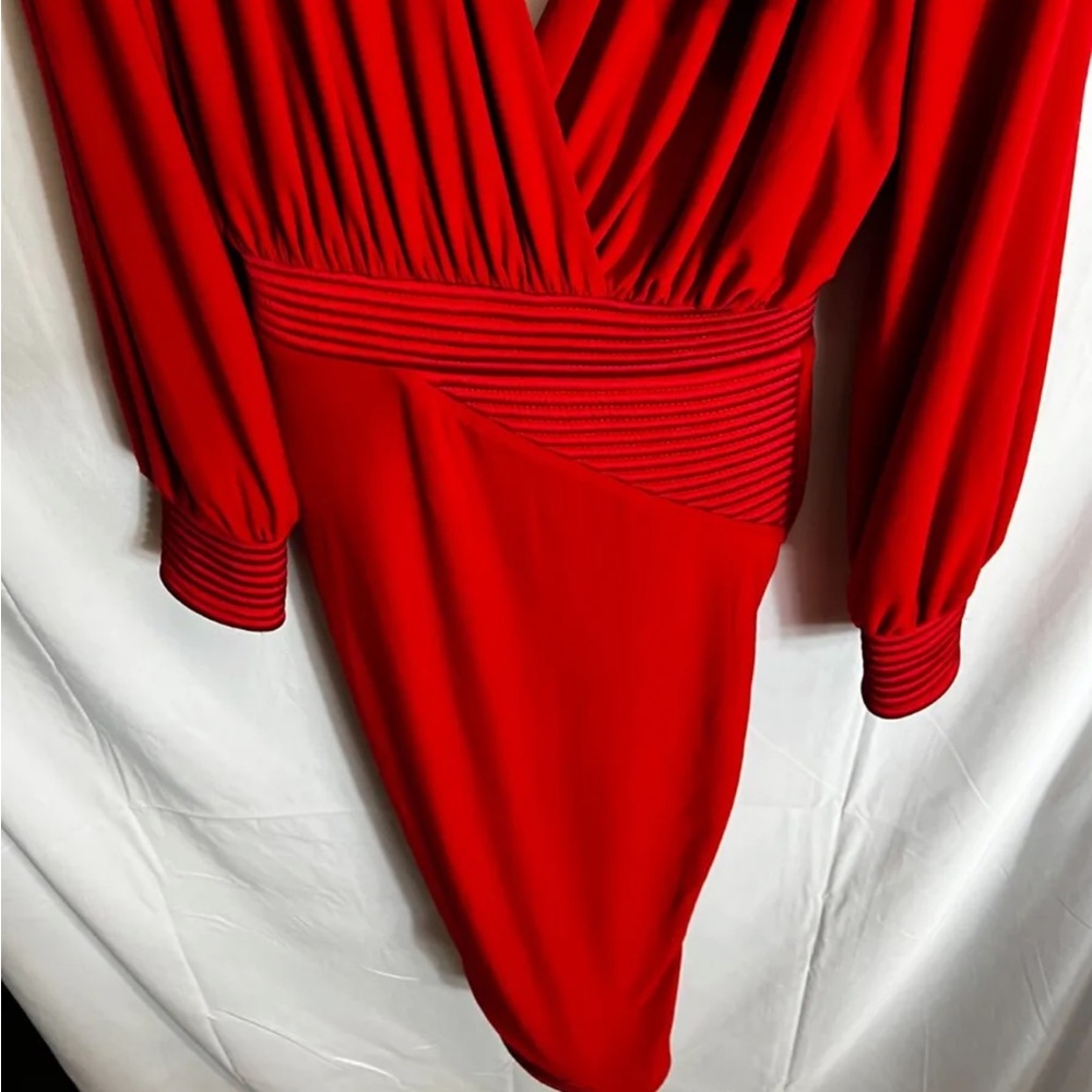 Zhivago Red Plunge Midi Dress - Picture 5 of 10